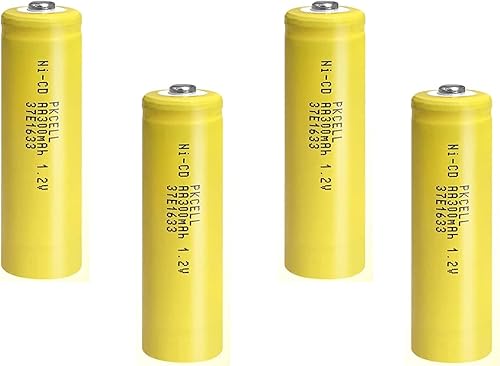 PKCELL Paquete de 4 pilas recargables AA 1.2V 300mAh NICD con botón superior para luces solares (4 unidades)