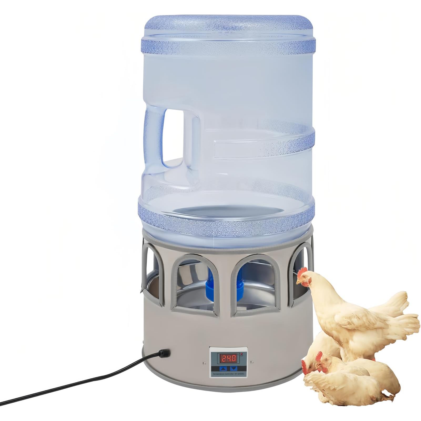 Calentador De Agua para Pollos, Bebedero Calefactado para Pollos De 80 W, con Temperatura Ajustable, Descongelador De Agua para Aves De Corral para El Invierno