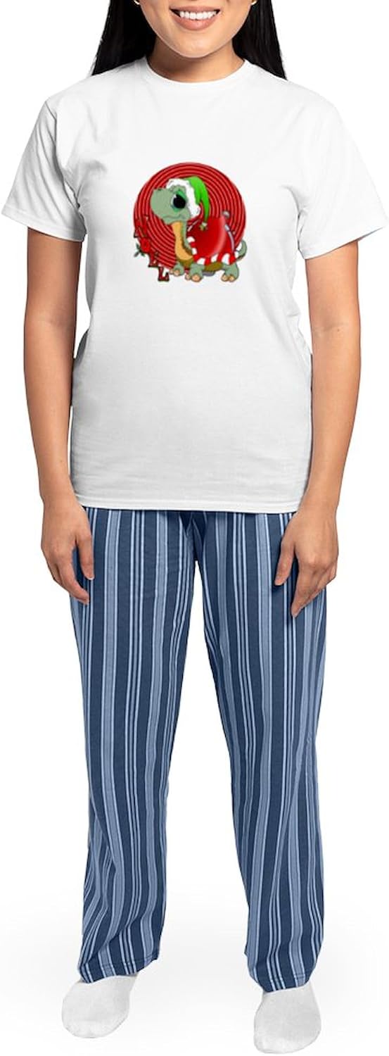 CafePress Noel Turtle Pajamas Women's Novelty Cotton Pajama Set, Comfortable PJ Sleepwear