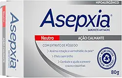 Asepxia Sabonete Neutro 80g — Hipoalergênico | Limpeza Profunda e Suave | Controla a Oleosidade e Acalma a Pele Sensibilizada | Previne Espinhas