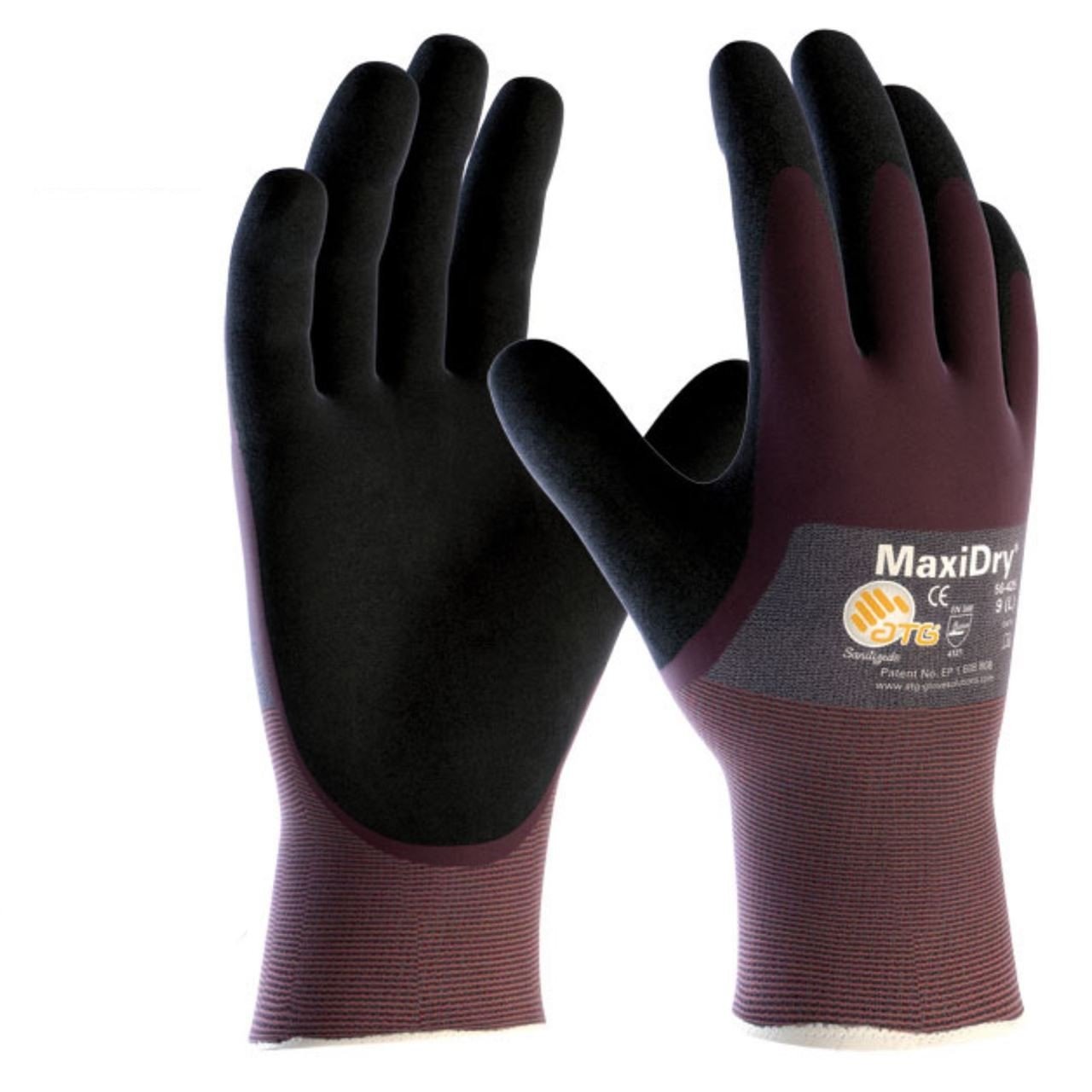 ATG 56–425 trempés Unisexe antidérapant Gants de Travail en Nitrile 3/4 revêtu Grasses Grip (Lot de 12 Paires), Violet