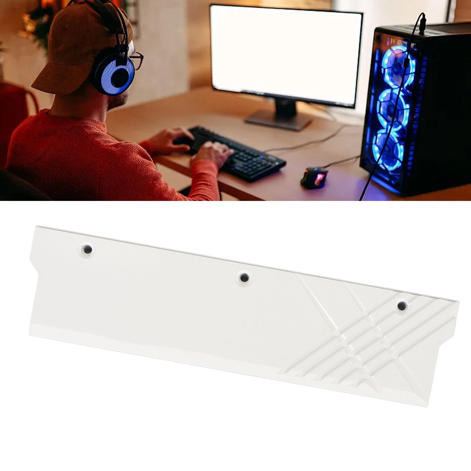 Aluminum Alloy DDR Memory Heatsink, MEO PMOAB H Cooler DDR Heatsink, Replacement Computer Memory Water Cooling Heatsink for DDR5 Memory, 2Pcs (White)