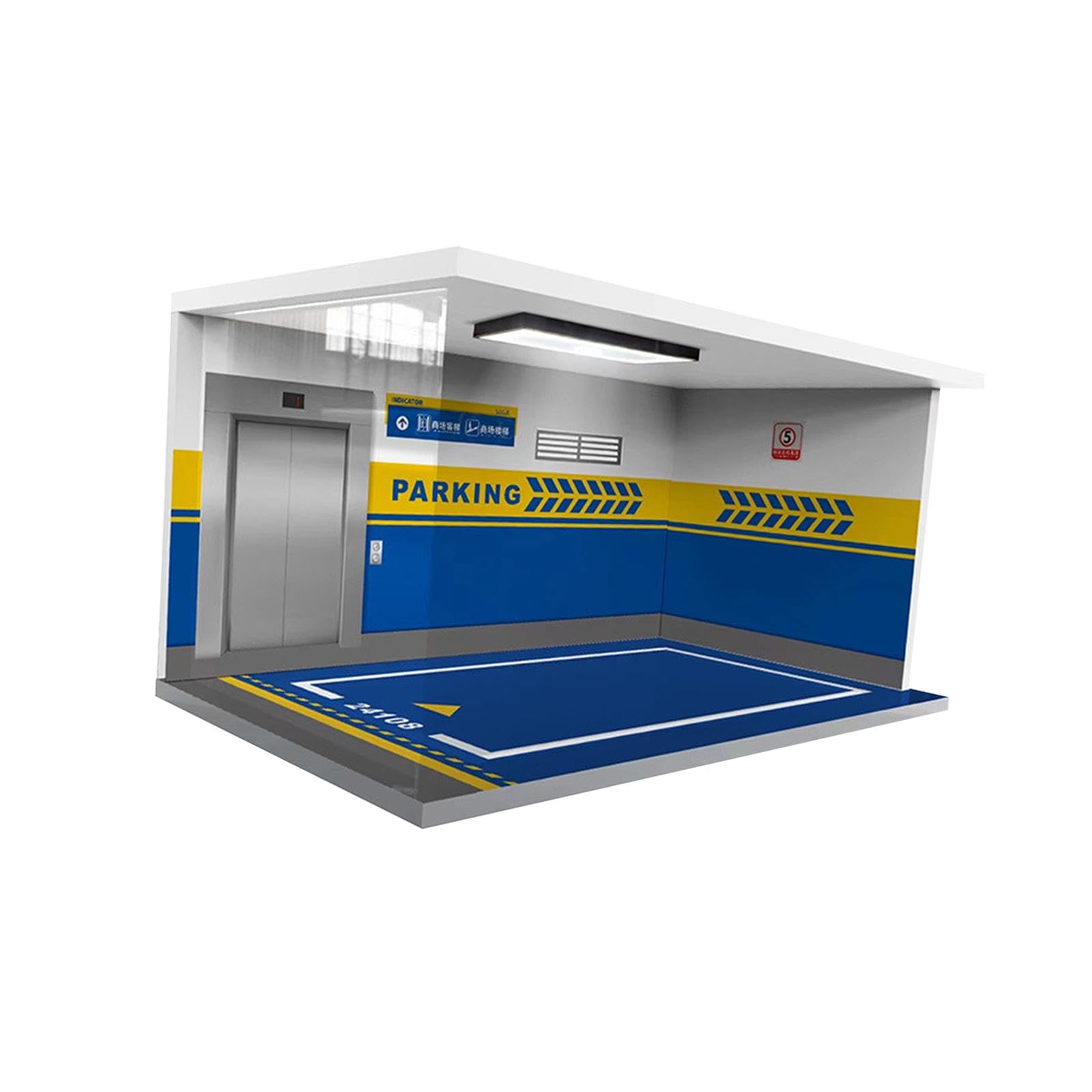 MagiDeal Vitrine de voiture, modèles à échelle 1/18, Simulation de Garage, Parking avec lumières, jouet de scène de véhicule en acrylique, bleu