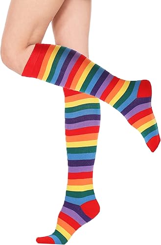 Miniatura 2 de DOOVID Calcetines casuales hasta la rodilla para mujer, calcetines de tubo elásticos, calcetines atléticos de rayas finas hasta la rodilla