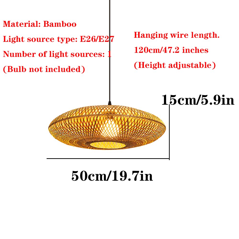 Kreatywna Lampa Wisząca Z Kopułą Z Bambusa Klasyczna Lampa Wisząca Z Wikliny Przemysłowy Żyrandol Tkany Ręcznie Pusty, Ręcznie Tkany Klosz Do Lampy Sufitowej Z Wikliny Do Korytarza,I