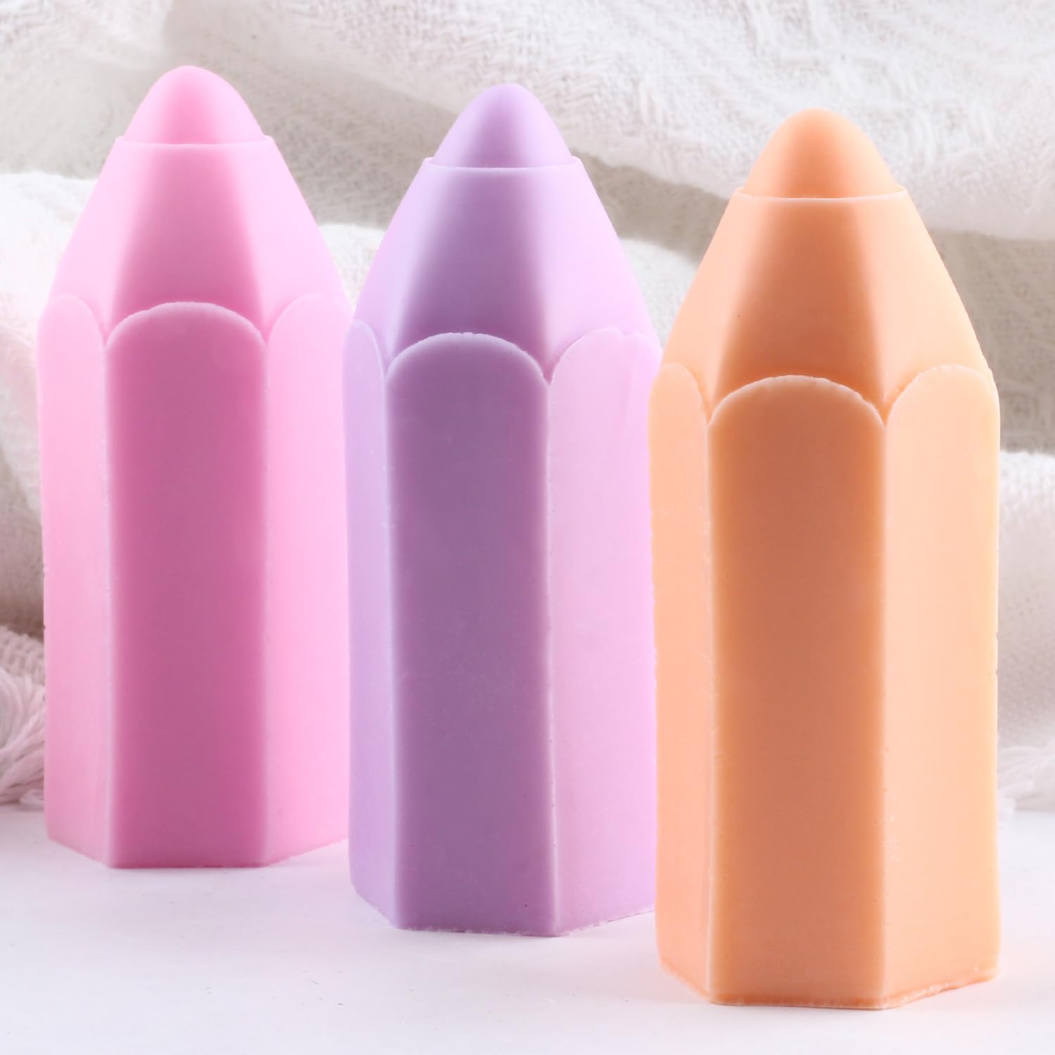 XIAOSHUI Pencil Candle Mold Crayon Candle Molds Pencil Resin Casting Mold for Candle Making Candle Home Decorate Aromatherapy Candles Gypsum Clay Craft - Image 3