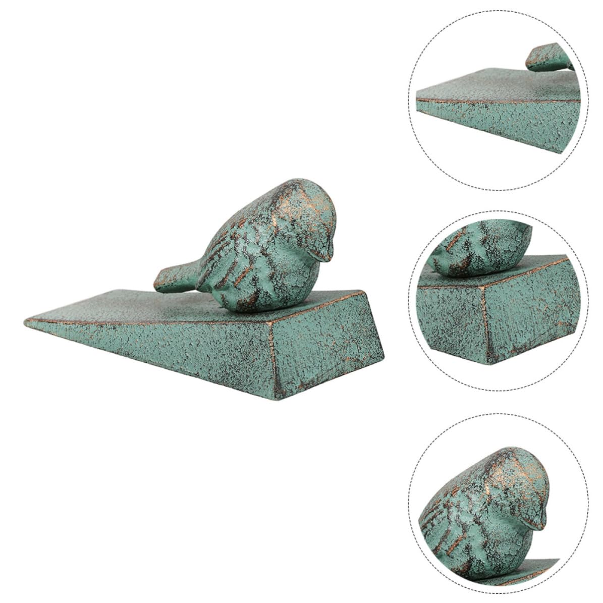 2 Pezzi Fermaporta Animale in Ghisa Verde Stile Vintage Rustico