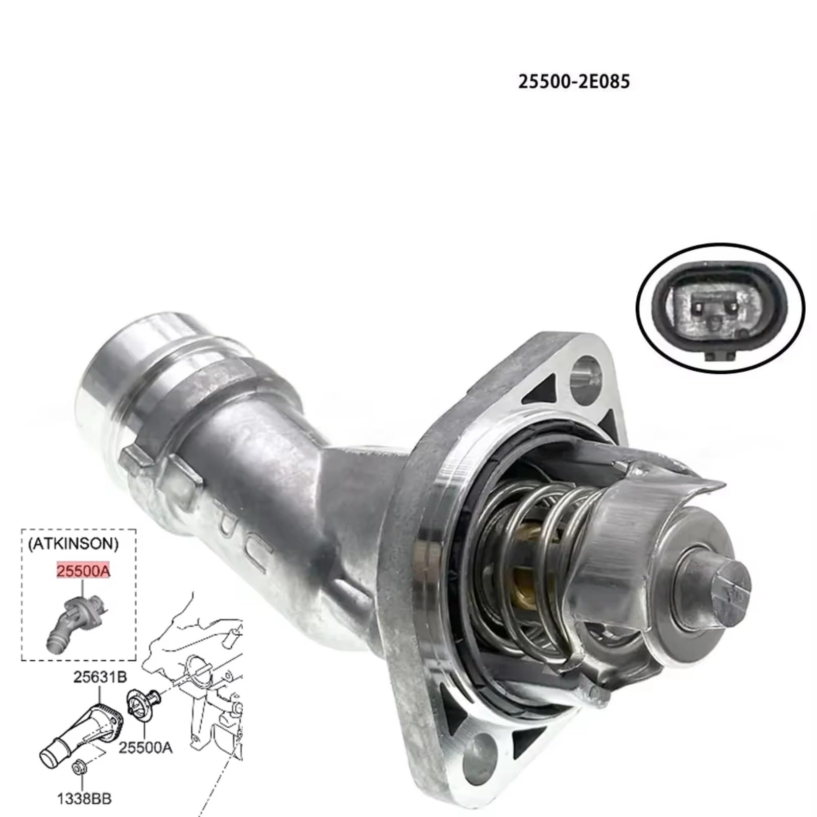 Termostato Liquido Raffreddamento Motore Alluminio Accessori Auto 255002E085 Compatibile Con Kia Per Forte 2018 2019 2020 2021 Per Soul 2019 2020 2021 Refrigerante Termostato auto