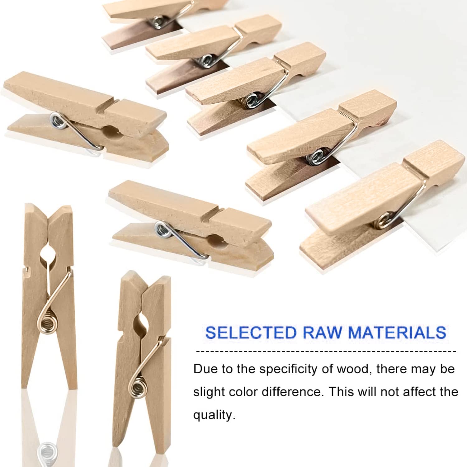 Lakeer 50 Pcs 45mm Wooden Clips for Photo Hanging/Holding, Party Decoration, Wall Hanging, Craft DIY Work Home Decoration Pack of 50 Clips 1