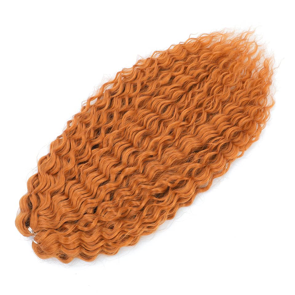 PORSMEER 3 Packs 22" Wave Crochet Hair Water Wave Twist Synthetic Ocean Wavy Hair Bundles Orange Ginger for Women - Image 4