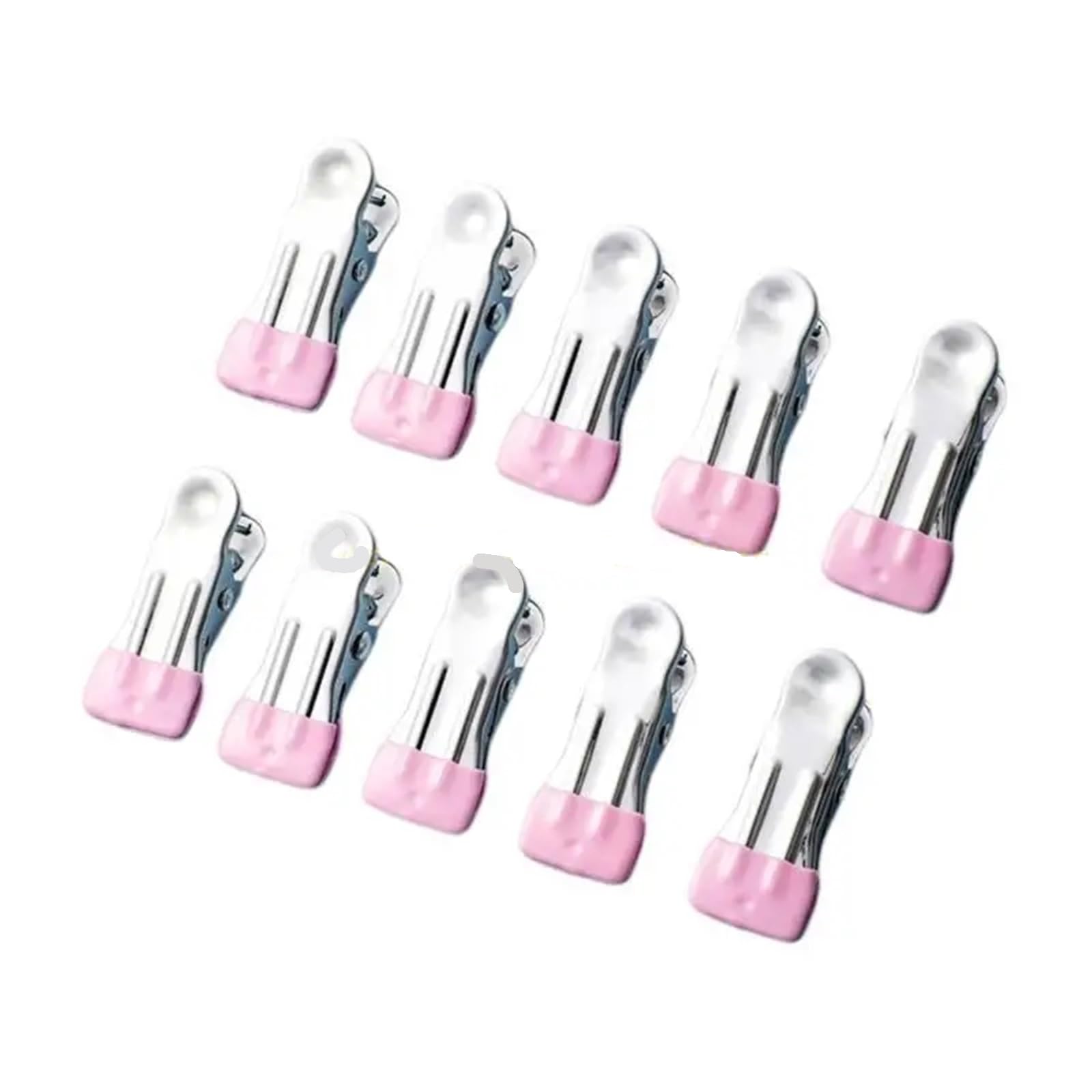 50pcs Beach Towel Clips Stainless Steel Clothes Fasteners Holders Sandproof Camping Clothespins For Outdoor Use for Clothes(Pink)