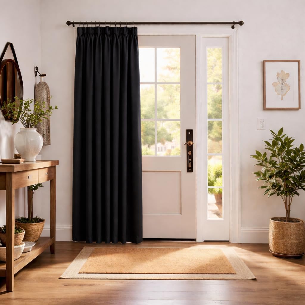 John Aird Blackout Curtains Pencil Pleat with Tie Backs (Black, W 66" x L 84" (1 Panel) Thermal Energy Saving Curtains for Bedroom & Living Room โ image 1