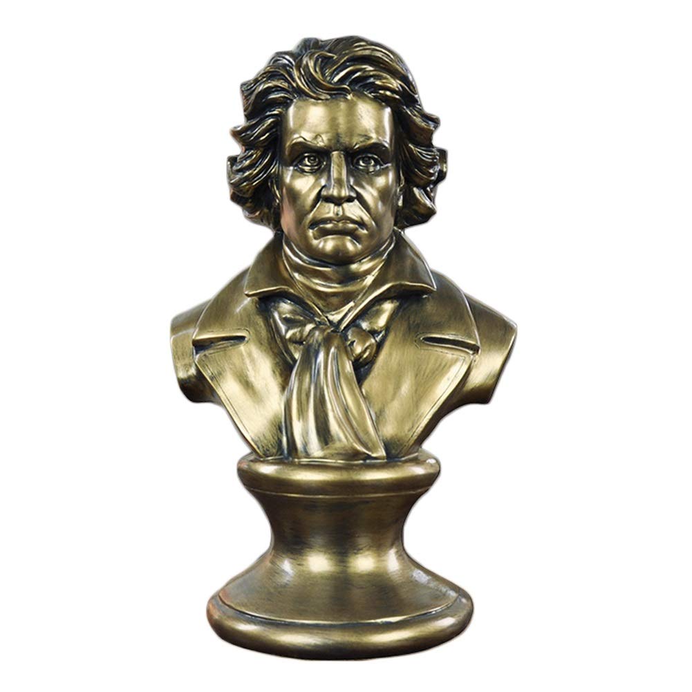 AD&HD Beethoven Bust Statue, Resin Casting Composer Bust Cold Cast Bronze Sculpture Figurines for Home Decoration Art Hobbyist (Color : Copper, Size : 18.5x15x30cm(7x6x12inch))