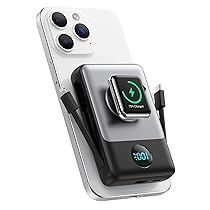 Magnetico Power Bank con Cavi Integrati per MagSafe, 10800mAh Wireless Caricatore Portatile QC4.0+25W PD Ricarica Rapida USB C Batteria Esterna con LED Display per Apple WatchPhone 17, 16, 15, 14, 13, 12