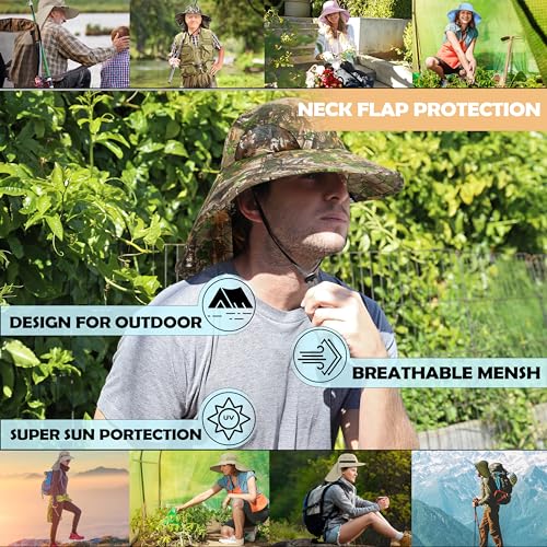 Image of Solaris Sun Hat with Neck Flap, UPF 50 Sun Protection Lightweight Sun Cap for Men Women, Wide Brim Hat for Fishing Hiking