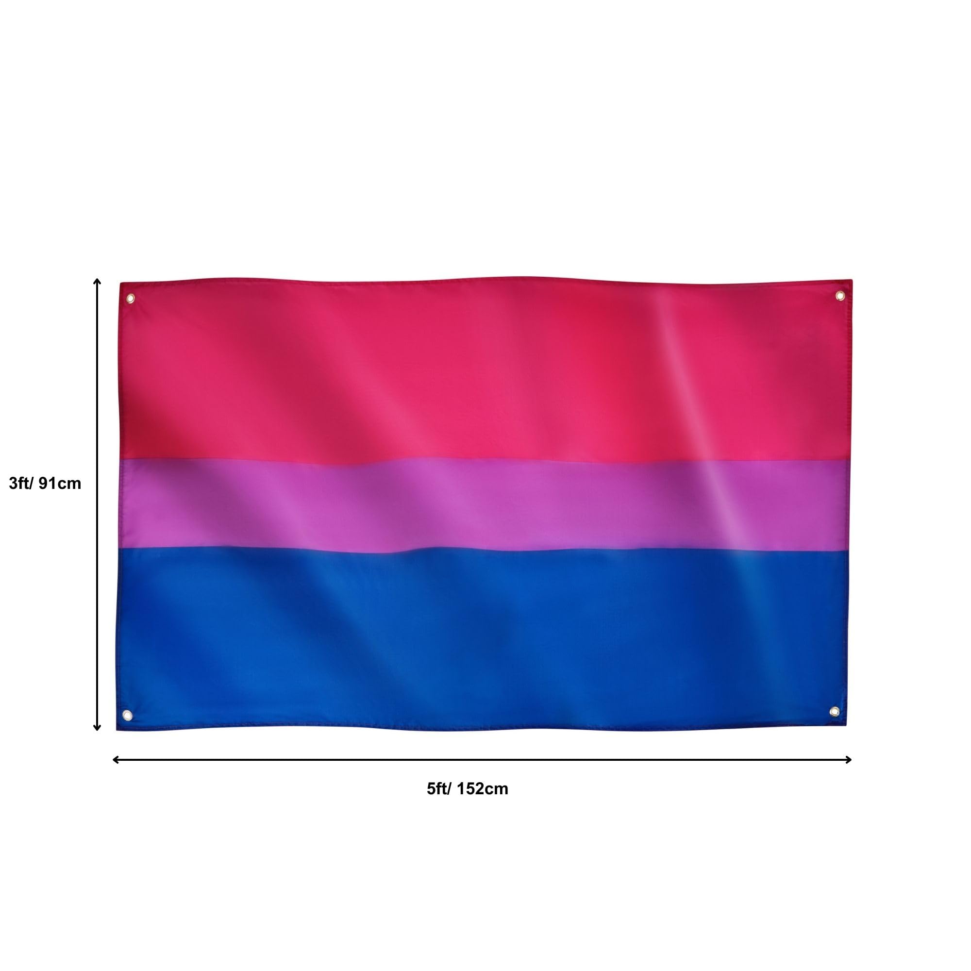Runesol Bisexual Flag, 91x152cm, (3ft x 5ft) Bi Banner, Pride Flag, 4 Grommets, Eyelet in Every Corner, LGBTQ+, Parade - Image 2