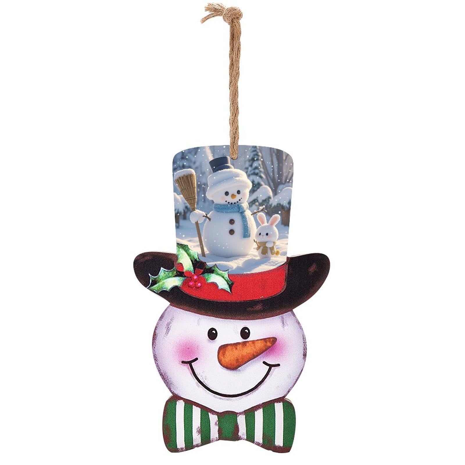 Décoration murale de Noël en bois avec bonhomme de neige pour porte et salon