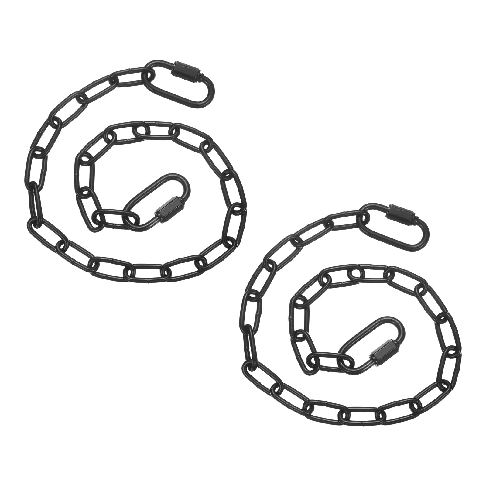 PATIKIL 2 Pcs Gate Chain Lock, 18 in x 3mm Dia Alloy Steel Hanging Chain Lock with 2 Clasps for Stall Barn Fence Gate Hammock Swing Punching Sandbag Yoga Gym, Black