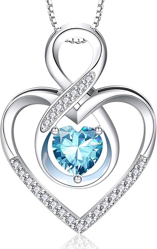 RIVIKO Collar con símbolo de corazón infinito para mujer plata de ley 925 delicado dije de corazón de amor para siempre día de San Valentín día de