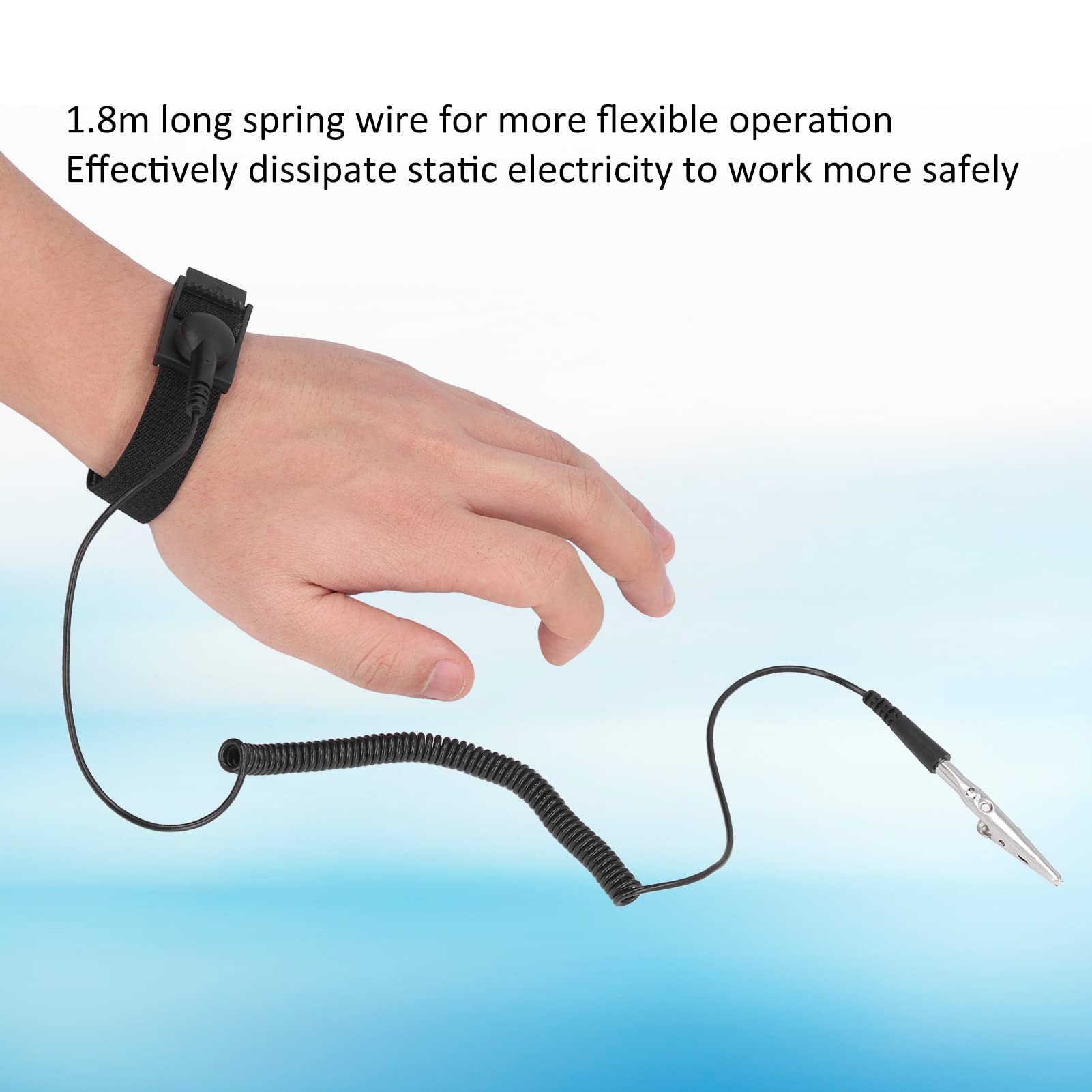 Braccialetto Antistatico Regolabile Con Clip Coccodrillo - Cinturino Da Polso Per Elettricisti E Riparatori Elettronici - Foto 3