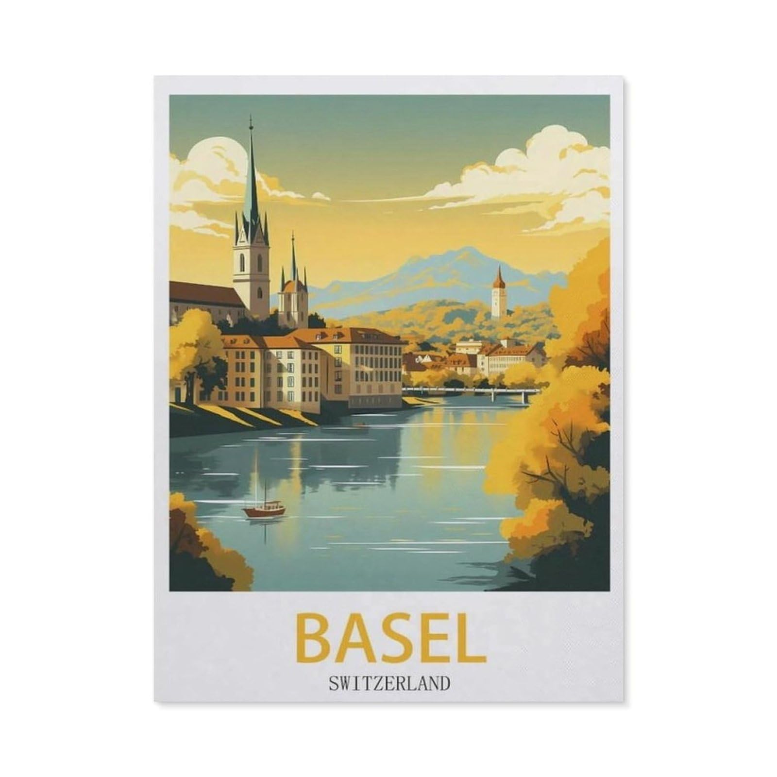 Basel Switzerland，Funny Tin Sign Retro Metal Sign for Home Farm Toilet Restroom Washroom Wall Decor Gift(15x30cm）6x12 inch-ED92