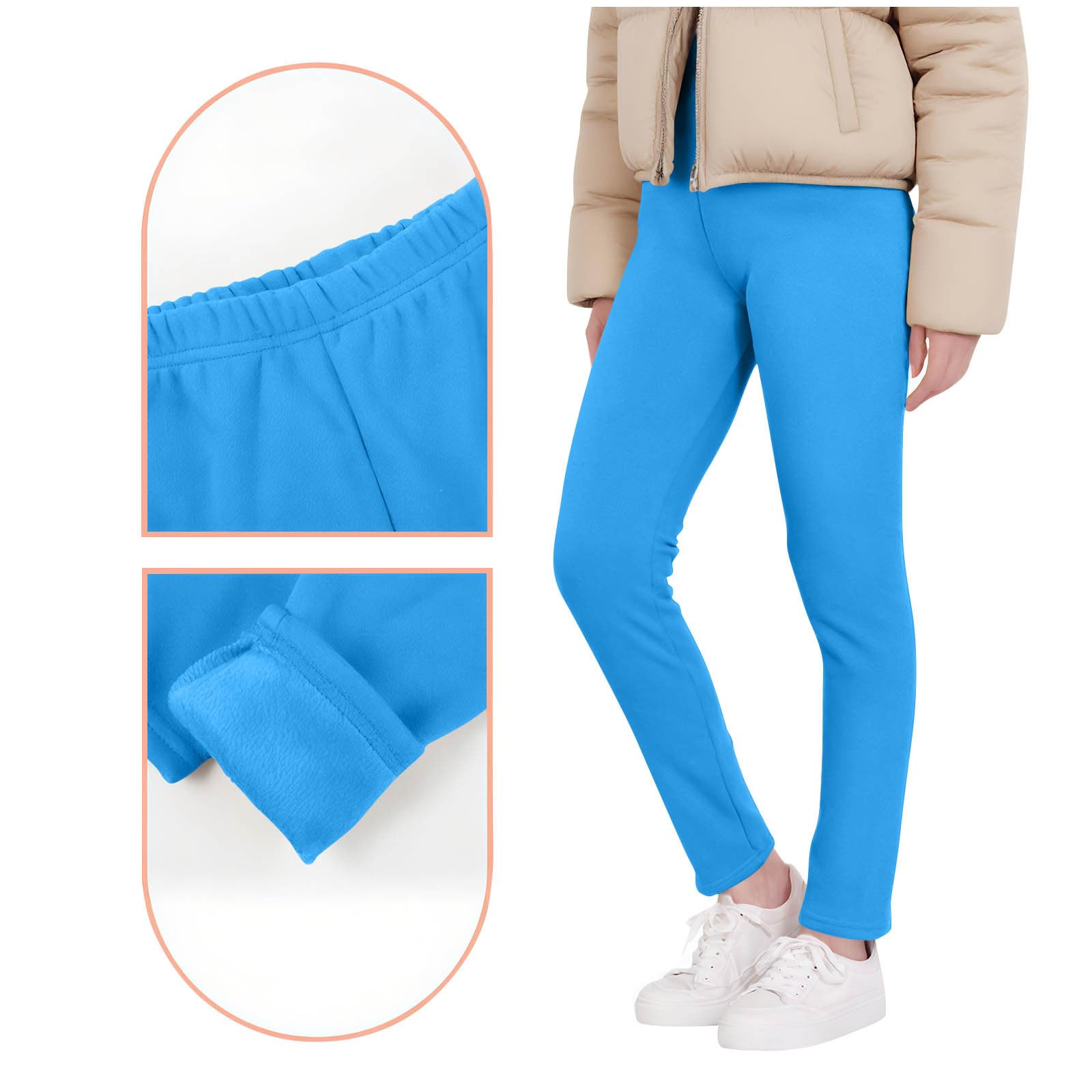 Fleece-gefütterte Leggings für Mädchen, Kinder, volle Länge, Thermo-Winter-Leggings, warme Strumpfhose, Schule, Schlupfhose, Kinder, lässig, schmale Passform, Baselayer-Hose