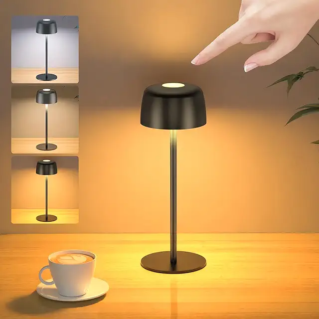 Lámpara de Mesa Inalámbrica Recargable TRUMPETS - Brillo Ajustable, IP54, 3 Temperaturas de Color