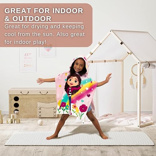 Miniatura 6 de Franco DreamWorks Gabbys Dollhouse - Toalla con capucha para niños playa piscina baño campamento 24 x 22 pulgadas cubierta de algodón absorbente