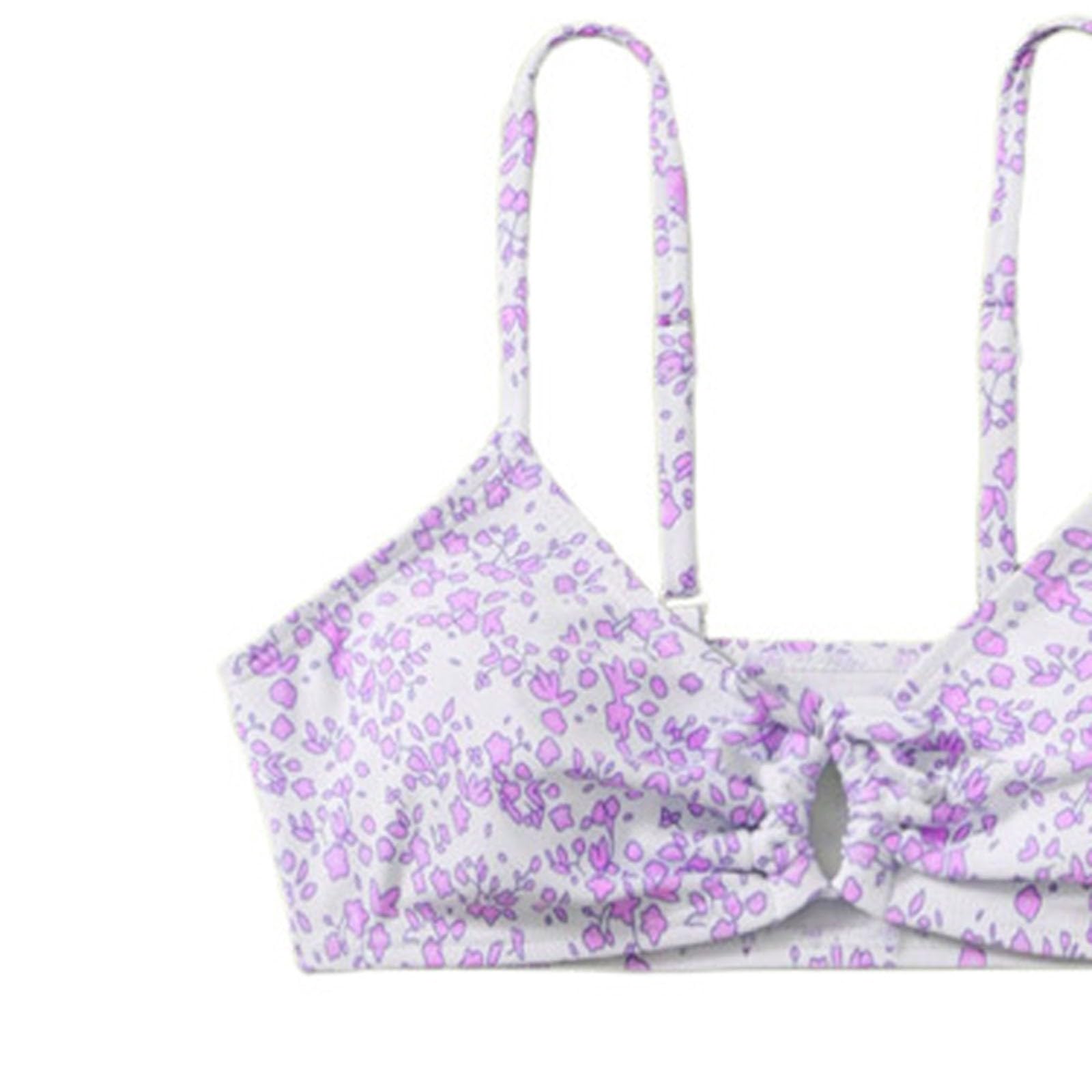 Traje de baño de verano para niñas, juego de 2 piezas, estampado floral, traje de baño de bikini con tiras para adolescentes, verano, playa, vacaciones, fiesta de piscina, entrenamiento de natación