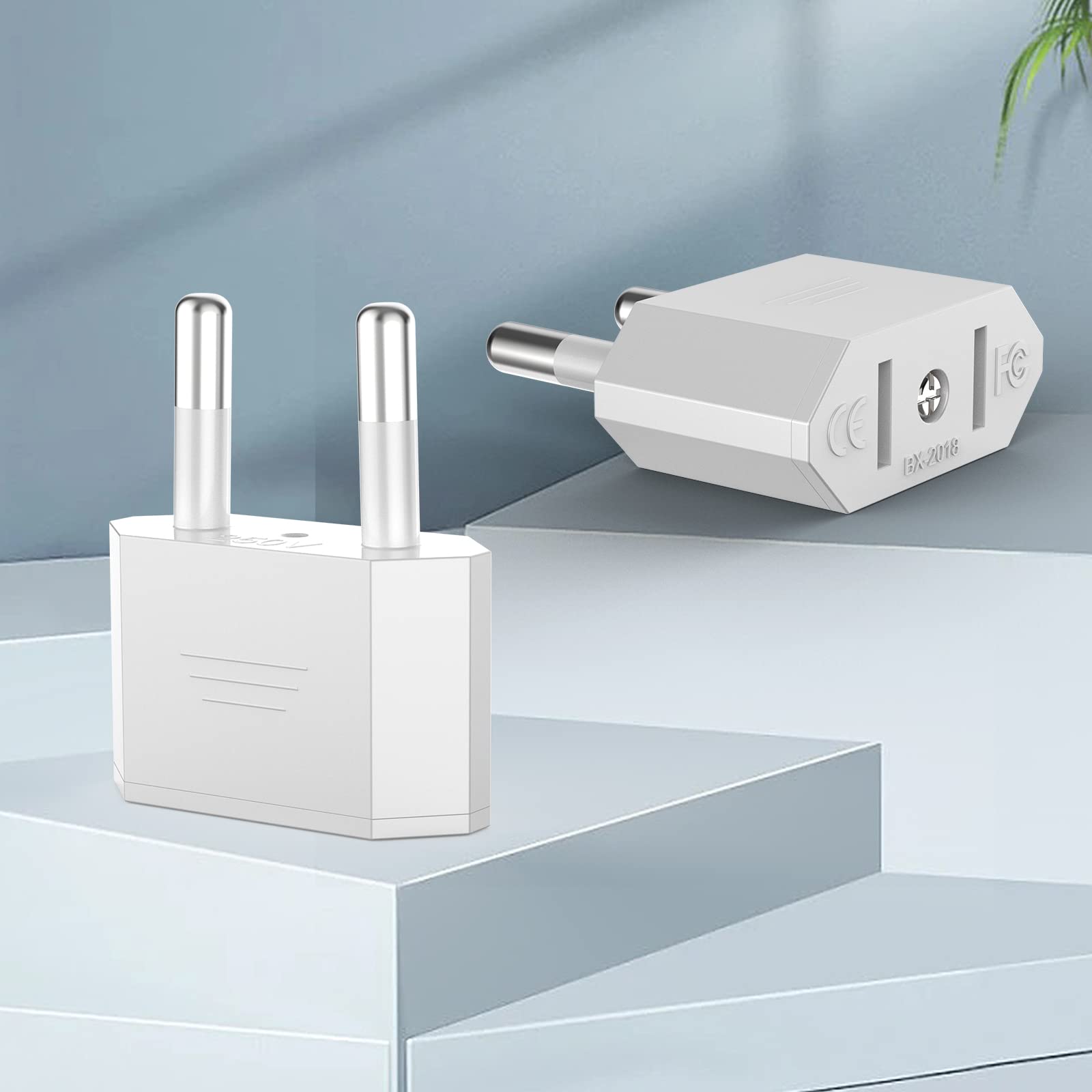 VIEVRE Adapter US na UE, 2 piny, USA, wtyczka niemiecka, Ameryka, Meksyk, Kanada, Egipt, Hiszpania, adapter do UE, USA (biały)