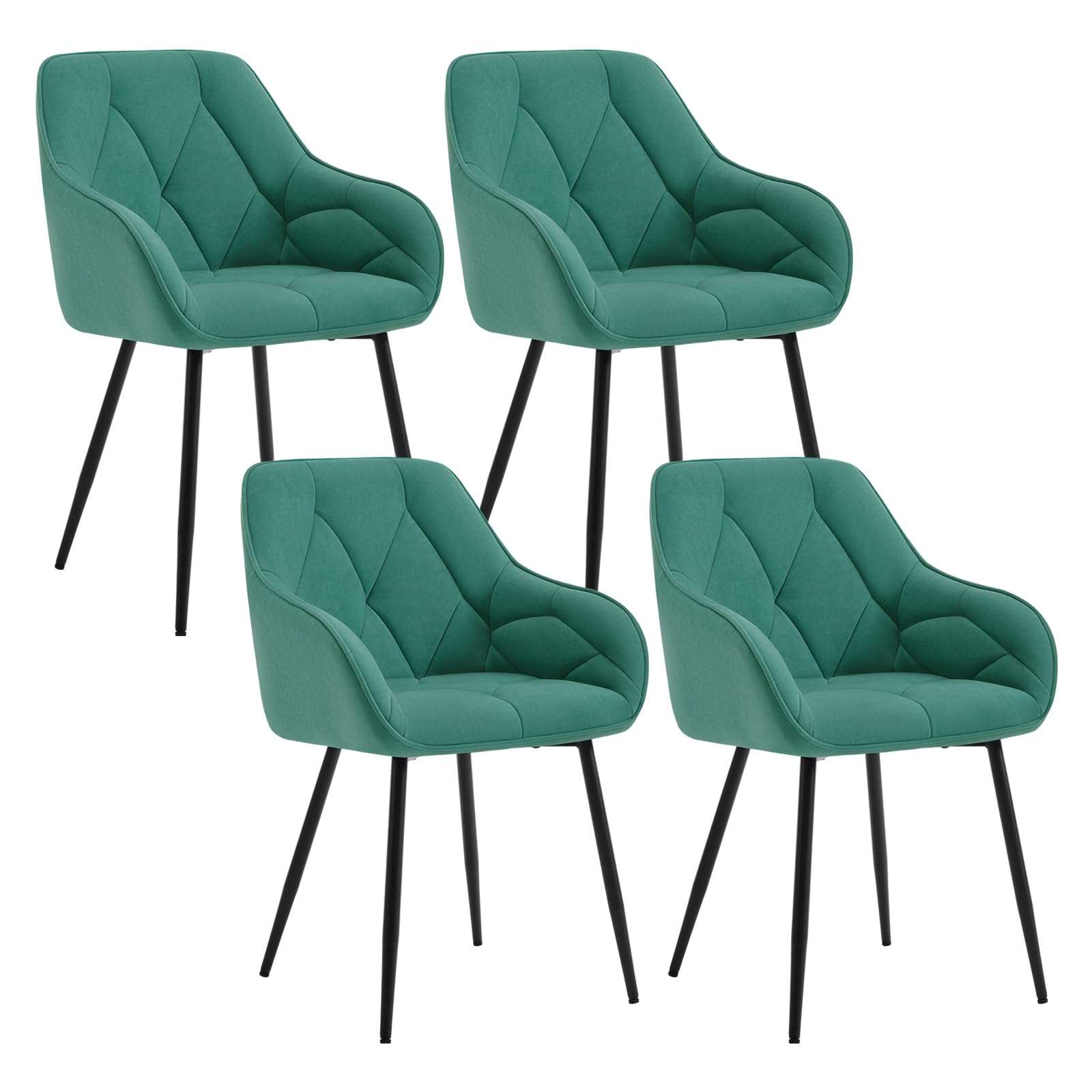 WOLTU Esszimmerstühle, für Esszimmer Wohnzimmer, ergonomische Küchenstühle gepolstert mit Armlehnen, Metallbeinen, Sitzfläche aus Samt