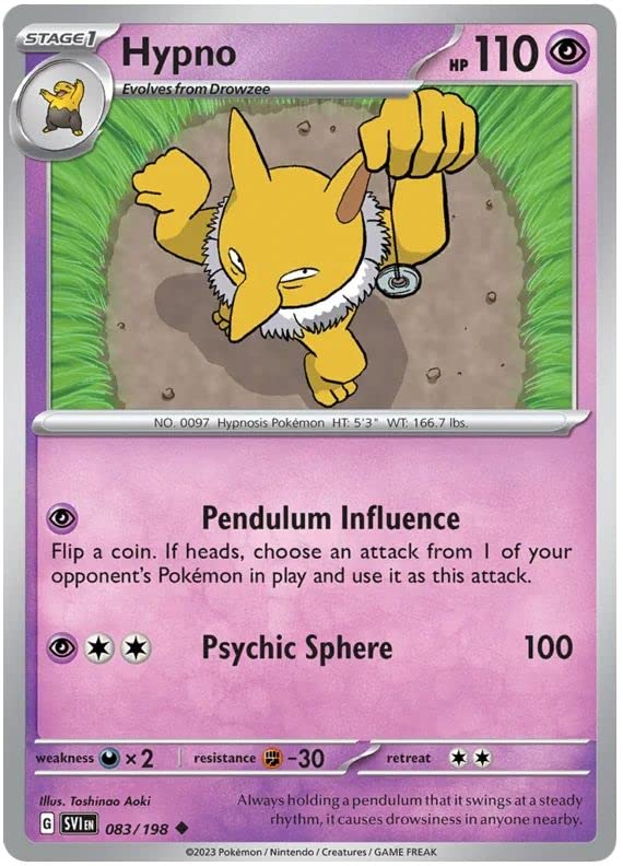 hypno holographic pokemon card value Hypno 083/198 Unusual Reverse Holo Pokemon Card (Scarlet & Violet Base) +  TitanCards® Toploader : Amazon.nl: Toys & Games
