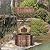 S AFSTAR Wooden Garden Bridge, 5FT Stain Finished Arch Footbridge with Safety Rails for Garden Patio Yard, Outdoor Pond Bridge & Wishing Well Planter Set