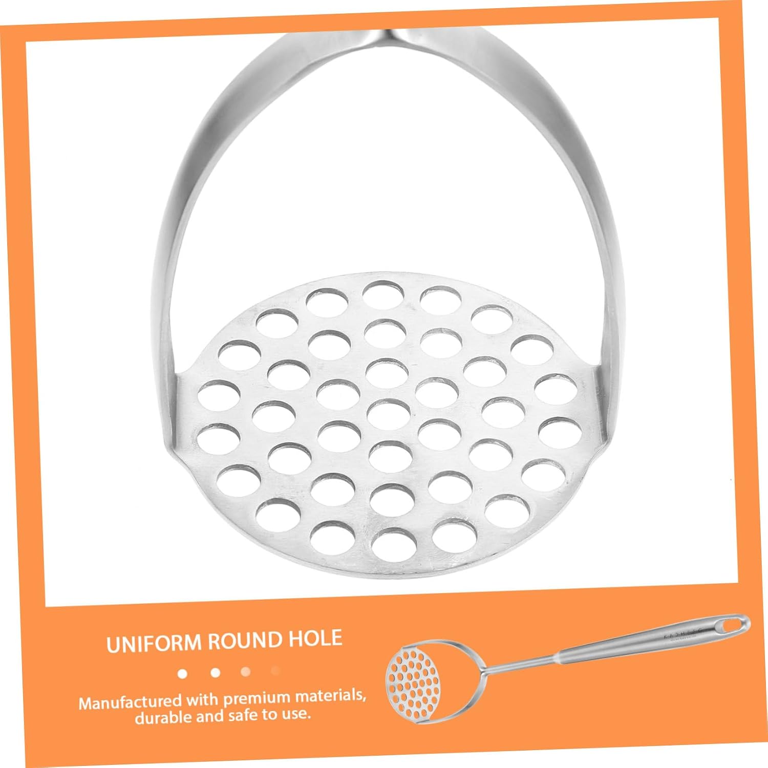 Stainless Steel Potato Masher and Ricer, Manual Kitchen Tool with Ergonomic Handle for Household Vegetable Mashing and Cooking