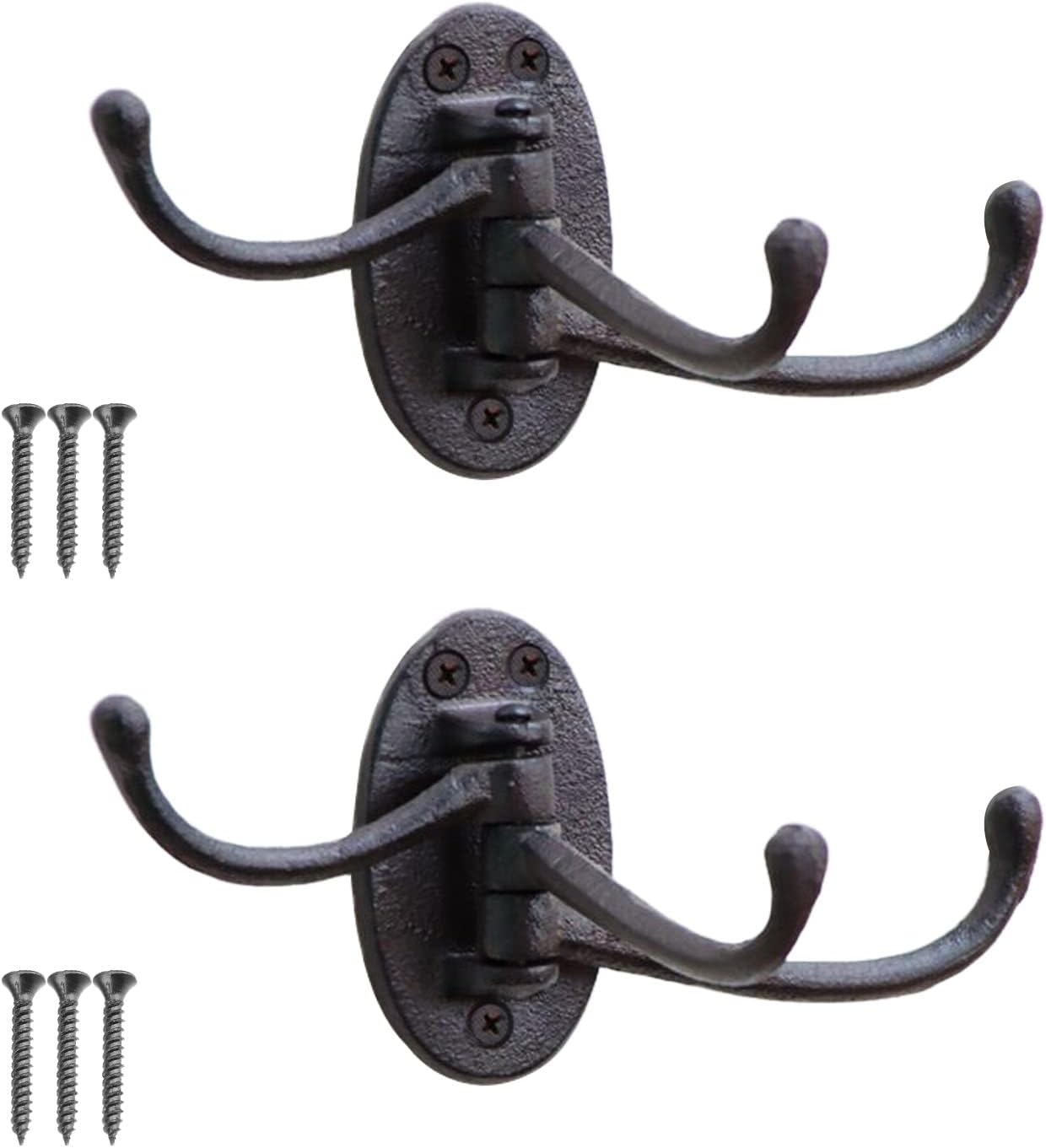 Zyuzles 2PCS Vintage Cast Iron Wall Hooks Coat Rack Hooks Vintage Towel Hook
