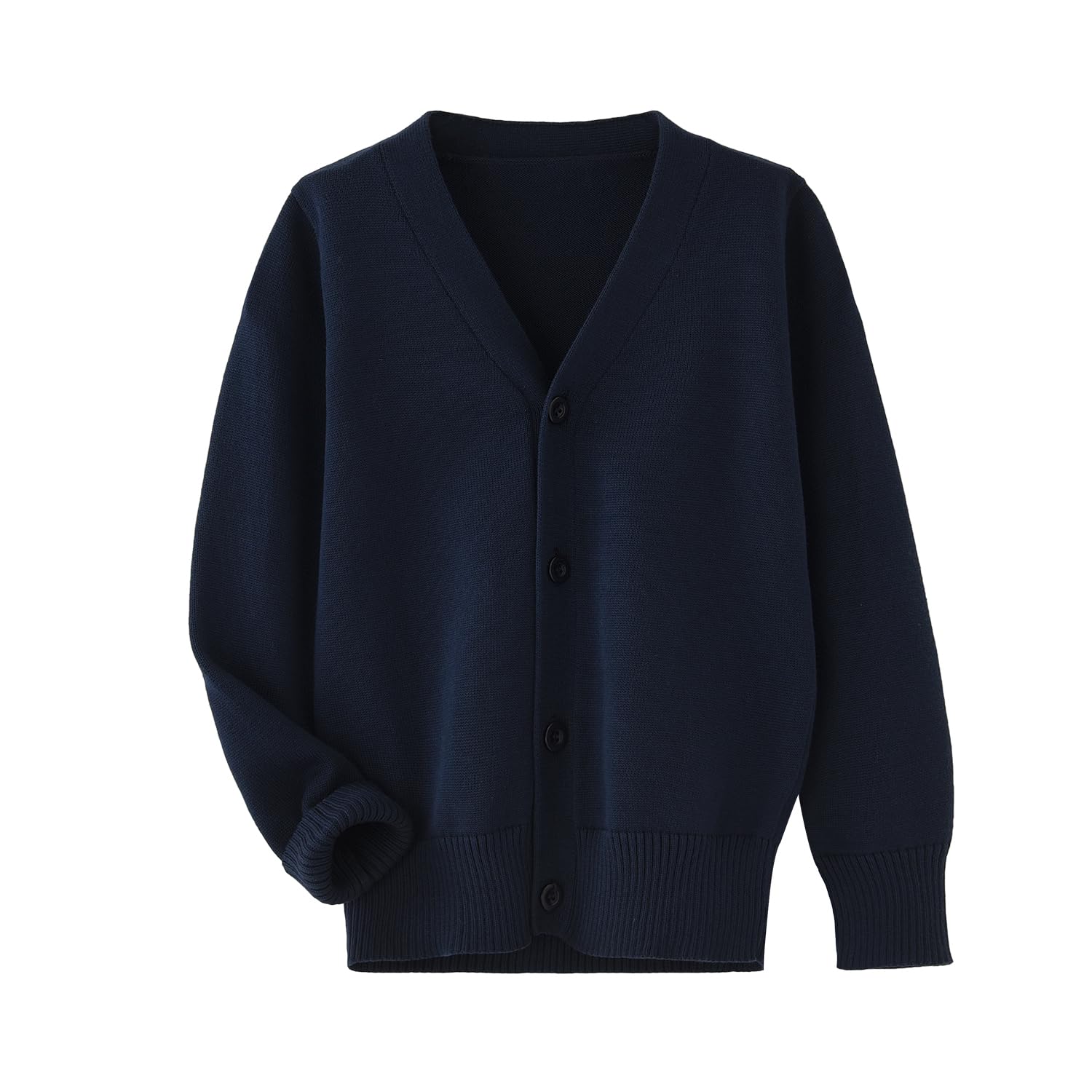 Unisex Boys Girls Cardigans Sweater V-Neck Long Sleeve School Uniforms Button Knit Tops