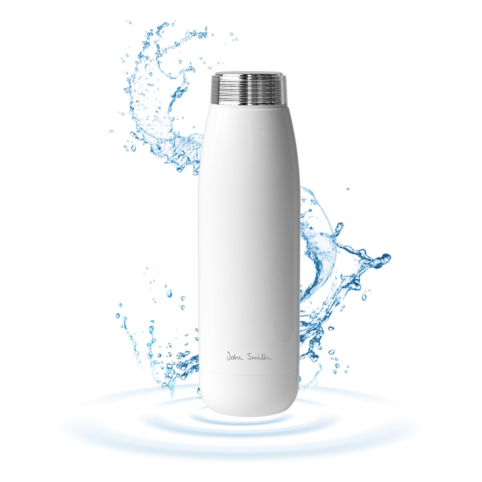 Hydrogen Water Bottle 15oz, High pH Alkaline Mineral Water Generator with Alpine Ore Filter, Insulated Stainless Steel Sports Bottle for Office Outdoor, White