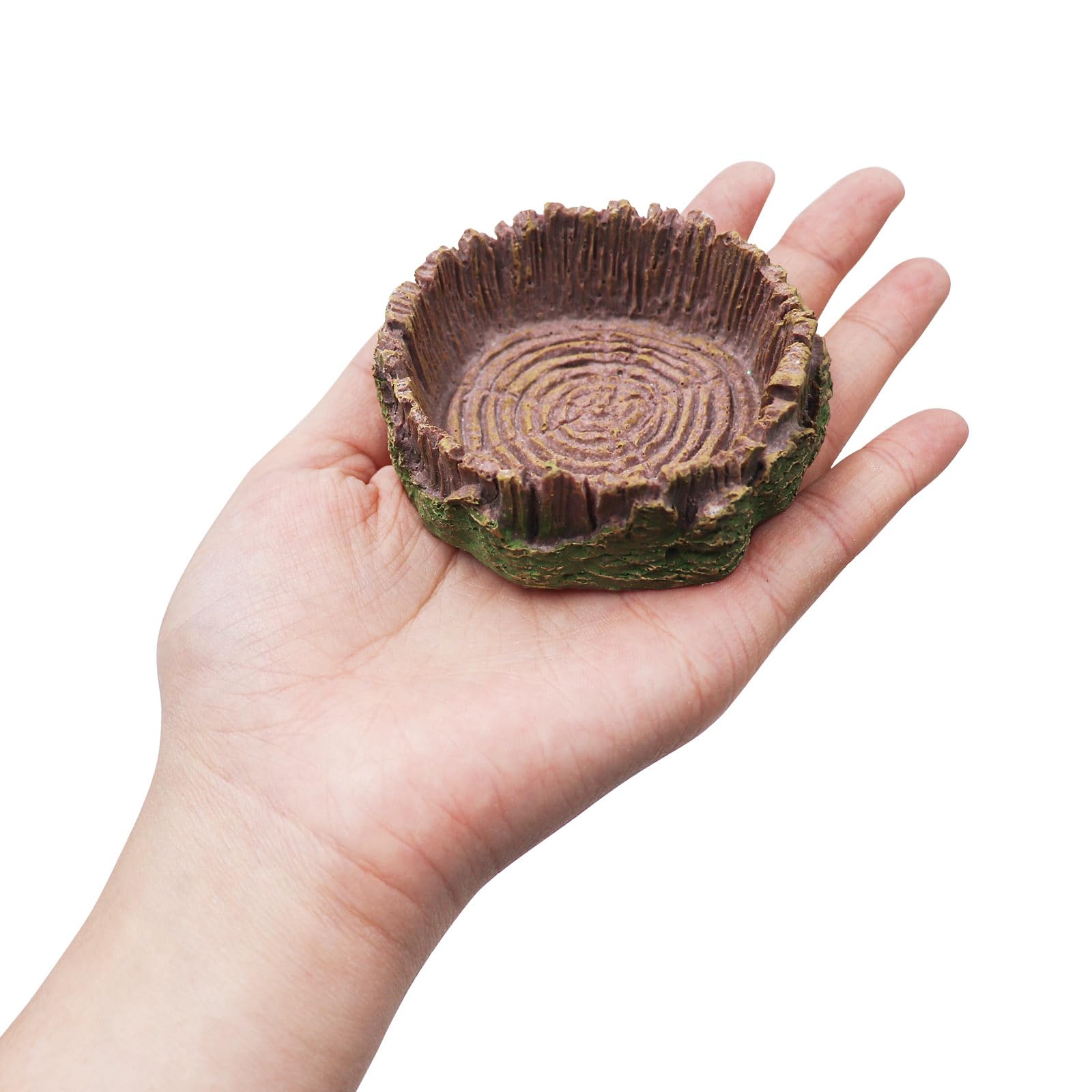 4 Pack Hermit Crab Water Dish Food Bowl, Resin Tree Trunk Reptile Feeding Bowls, Tank Aquarium Accessories for Bearded Dragon Leopard Gecko Lizard Tortoise Snail Toad Frog - 2.75 Inch in Diameter