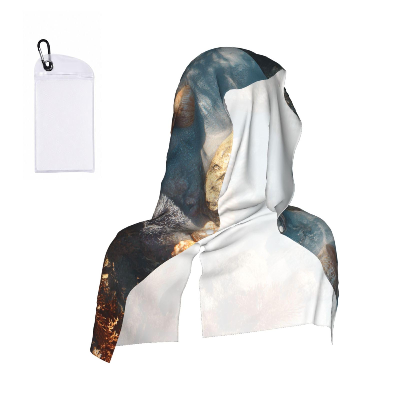 WXWJSHMGC Sand Shells And Corals Print Cooling Hoodie Towel, Cooling Towels For Neck And Face Sun Protection Instant Cool Hoodie(Sport/Camping/Work Out/Hot Weather)