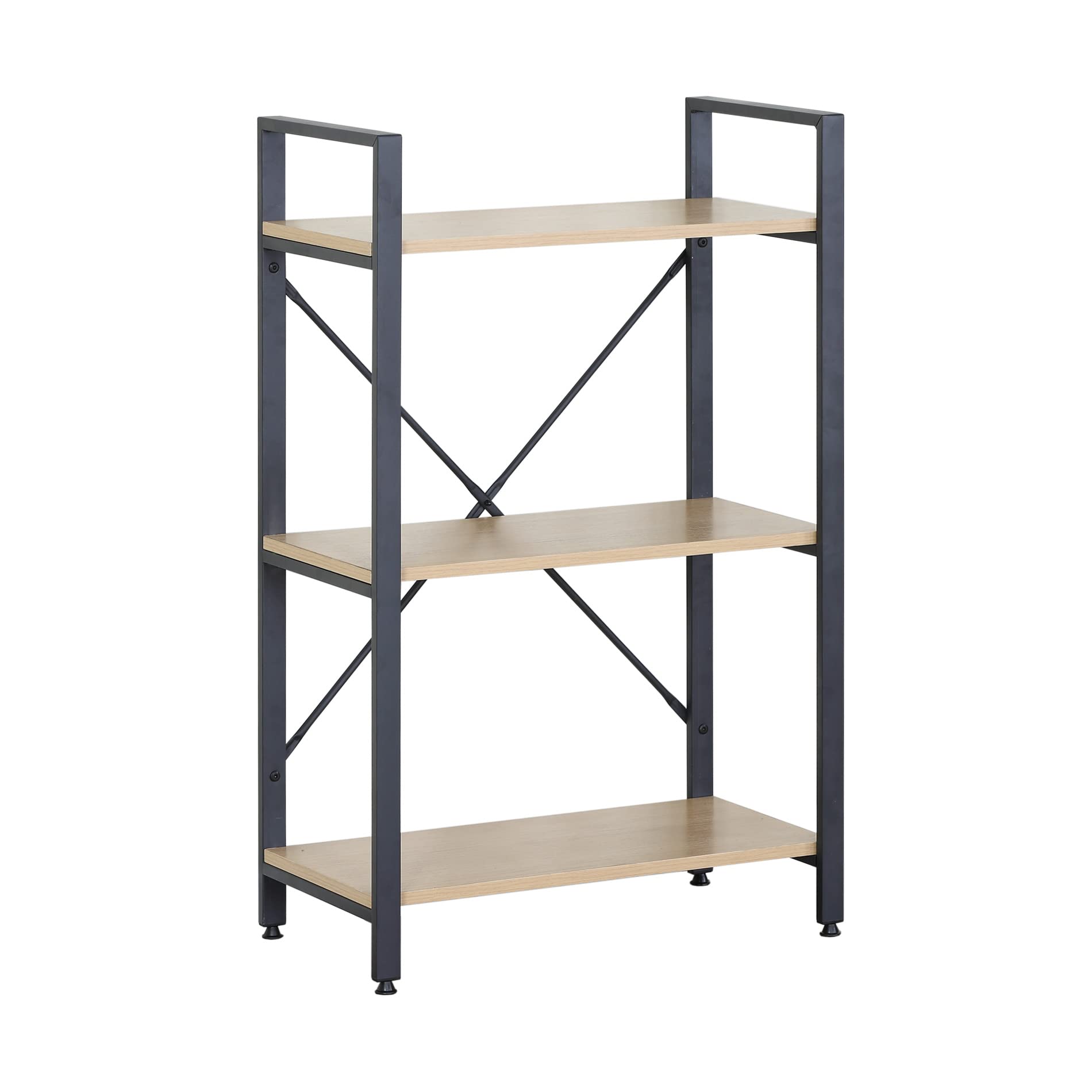 Rebecca Mobili Estantería Baja para Libros, estantería Abierta para salón, aglomerado metálico, Beige Negro, para Adornos de Libros - Medidas: 94 x 60 x 32 cm (AxANxFON) - Art. RE6753