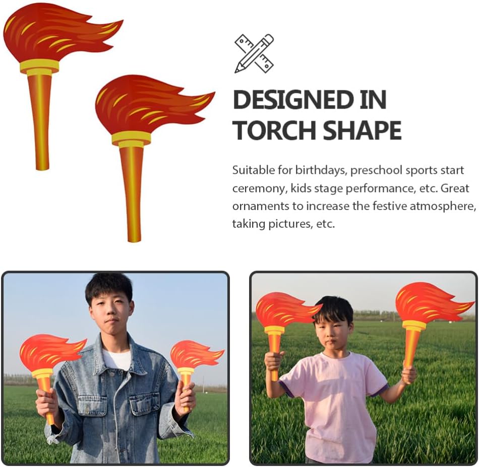 2Pcs Fake Fire Torches Handheld Cardboard Flame Props for Kids image 4