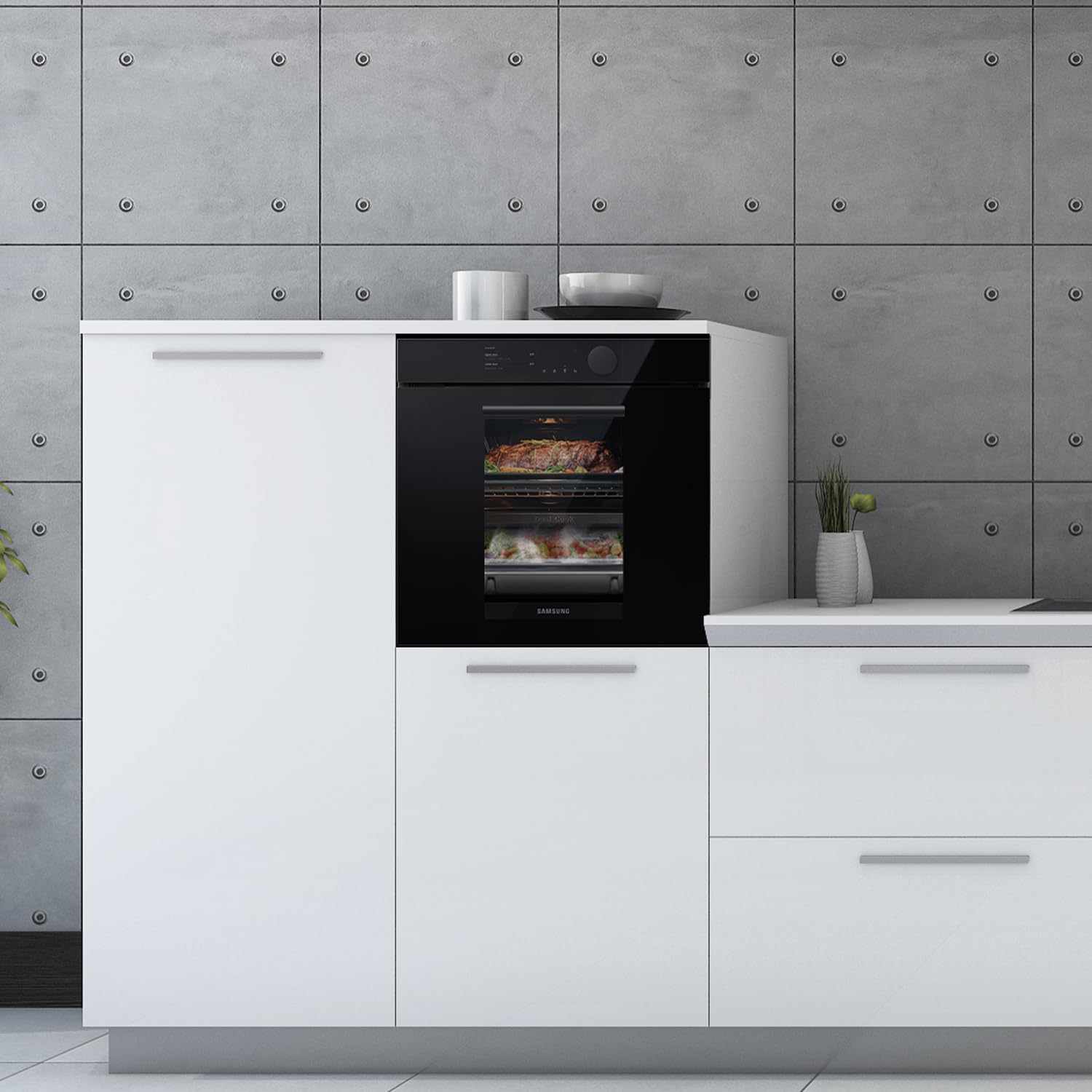 SAMSUNG NV75T8549RK FOUR ÉLECTRIQUE SMART 75L LIGNE INFINIE LCD TACTILE DOUBLE CUISSON GUIDE TÉLESCOPIQUE