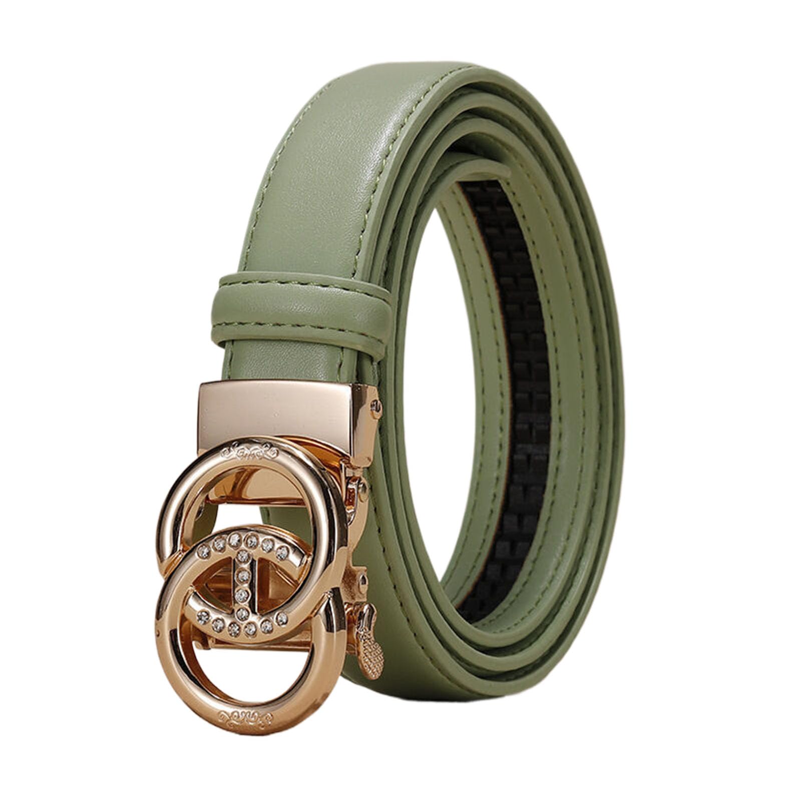 Wrjahcg Unisex Green Women's Belts Ratchet Fashion, Adjustable Thin Belt For Women With Hollow Pattern Alloy Automatic Buckle,,105Cm/41.3''