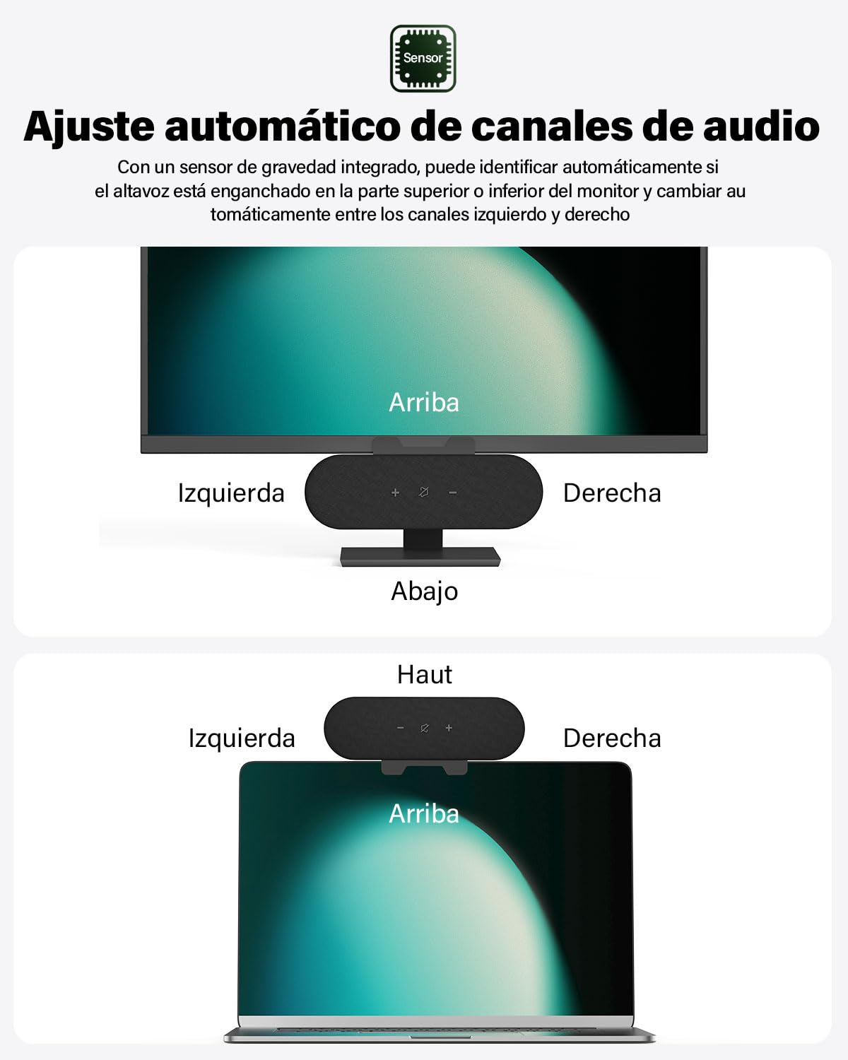 ZETIY Altavoz de PC de 12 W, barra de sonido con monitor USB, diseño de clip, mini caja de altavoces para portátil, sonido estéreo HD, Plug & Play para ordenador, escritorio y portátil