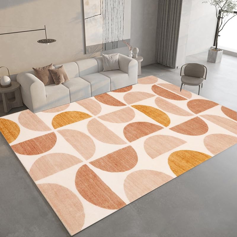 Boho Rug - 3x5 Washbale Rugs for Living Room Office Dorm, Bohemian Non-Slip Soft Pink Rugs for Bedroom Girls Ultra-Thin Geometric Small Carpet for Entryway Kitchen Classroom, 3'x 5'