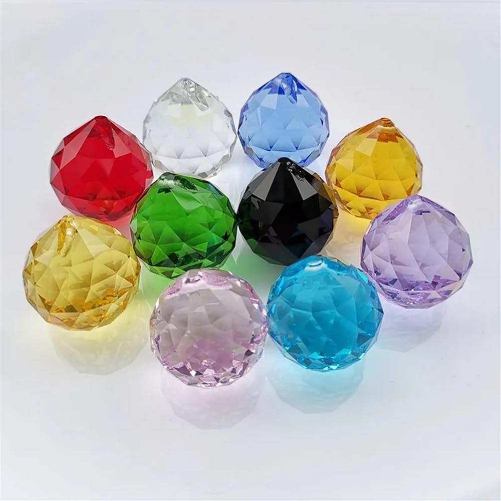 Boule à facettes en cristal, 10 pièces, prismes suspendus, perles, partie de lampe, décoration de la maison(Pink)