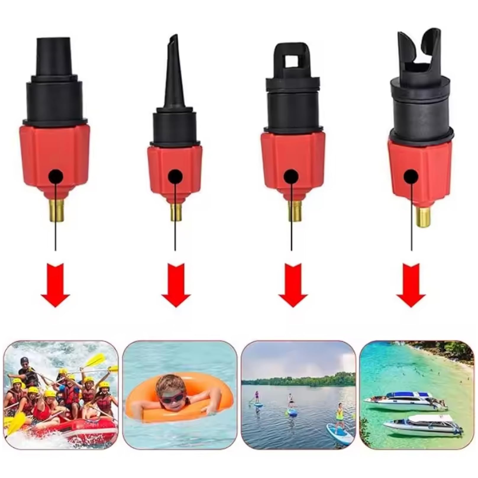 Heidouse Air Pump Adapter for Inflatables, Paddle Board Pump Adapter with 4 Converter for Stand Up Paddle Board/Inflatable Rowing Boat/Kayak