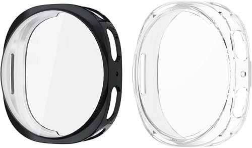 2 x 44mm Soft Case and Screen Protector Compatible with Samsung Galaxy watch 8 - Black + Transparent