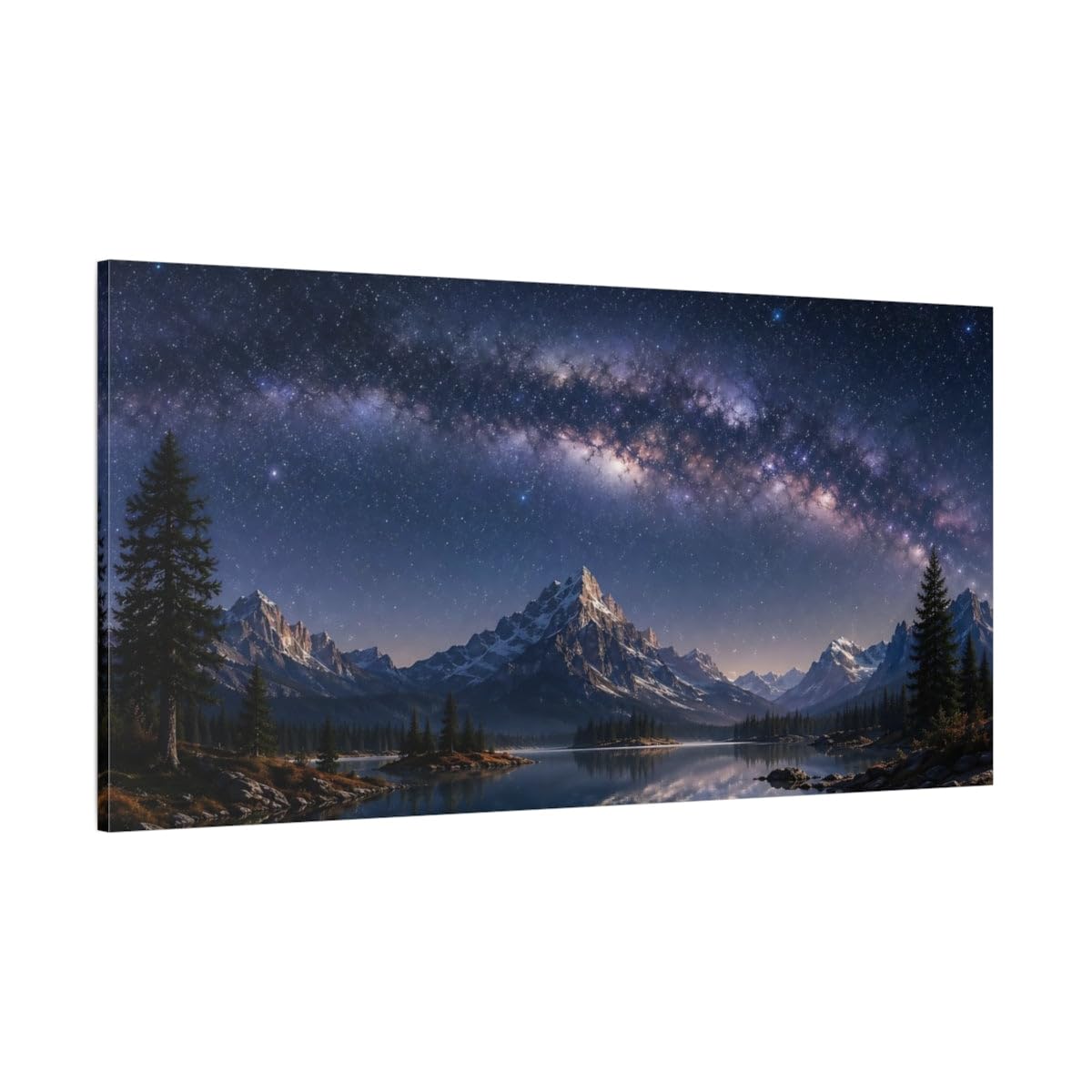 YESARTYES Nature Milky Way Blue Purple Canvas Print – Living Room, Large Wall, 30×15 inch (75×37 cm) - Horizontal / 1.25 inch (3 cm)