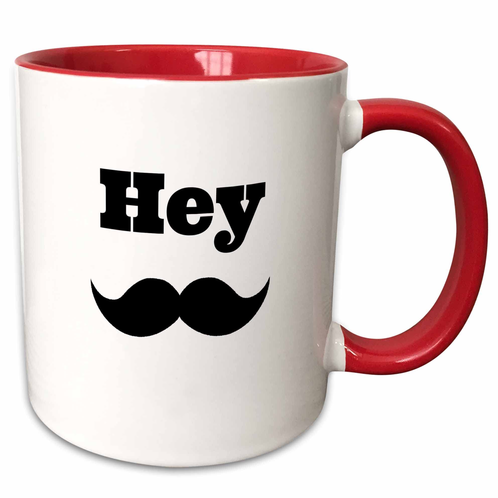3dRose mug_178684_5 hey mustache - Two Tone Red Mug, 11oz